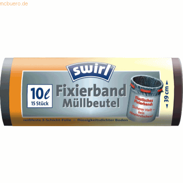 Swirl Müllbeutel 10l mit Fixierband anthrazit VE=15 Stück von Swirl