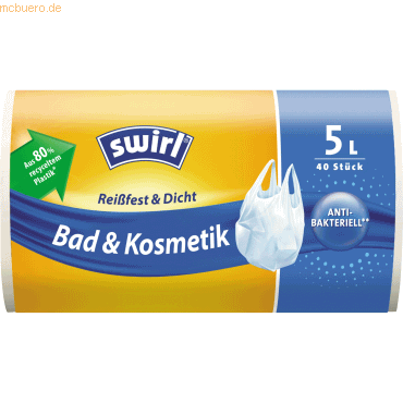 Swirl Müllbeutel mit Tragegriff Bad und Kosmetik 5l transparent 40 Stü Swirl Müllbeutel mit Tragegriff Bad und Kosmetik 5l transparent 40 Stü von Swirl