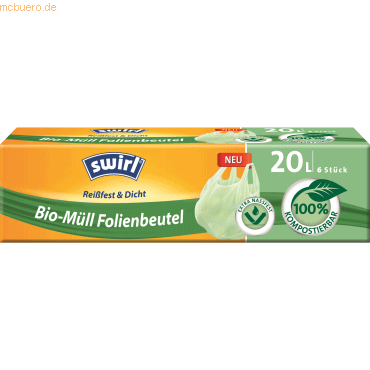 Swirl Müllsack Bioabfall Folie 20l grün 6 Stück von Swirl