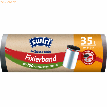 Swirl Müllsack mit Fixierband 35l schwarz 10 Stück Swirl Müllsack mit Fixierband 35l schwarz 10 Stück von Swirl