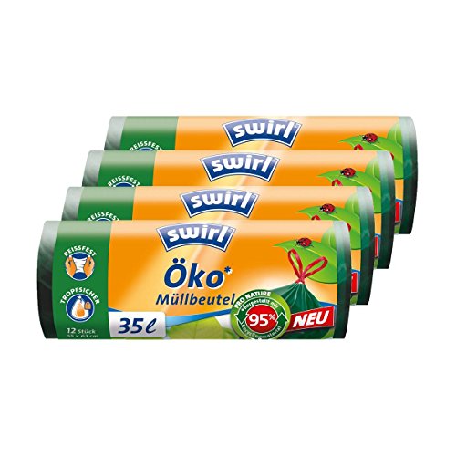 Swirl Öko Müllbeutel 35L 12 STK./ Rolle mit Zugband (4er Pack) von Swirl