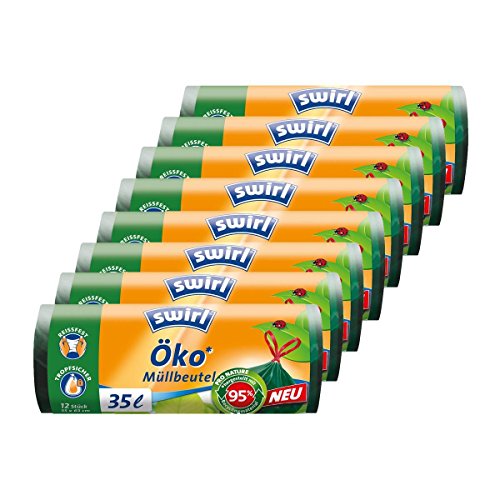 Swirl Öko Müllbeutel 35L 12 stk./ Rolle mit Zugband (8er Pack) von Swirl