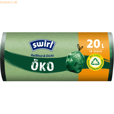Swirl Öko-Müllsack mit Zugband 20l grün 18 Stück von Swirl