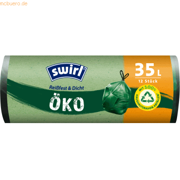 Swirl Öko-Müllsack mit Zugband 35l grün 12 Stück von Swirl