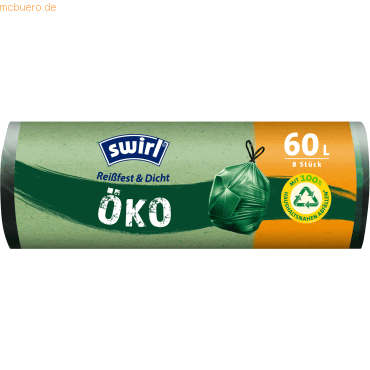 Swirl Öko-Müllsack mit Zugband 60l grün 8 Stück Swirl Öko-Müllsack mit Zugband 60l grün 8 Stück von Swirl