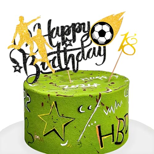18th Tortendeko Fussball 2Pcs, 18th Tortendeko Geburtstag Lustige Fußball Kuchen Dekorationen Sport Kuchen Toppers für Jungen Männer Fußball Fans 18th Tortendeko Fussball 2Pcs, 18th Tortendeko Geburtstag Lustige Fußball Kuchen Dekorationen Sport Kuchen Toppers für Jungen Männer Fußball Fans von SwirlColor