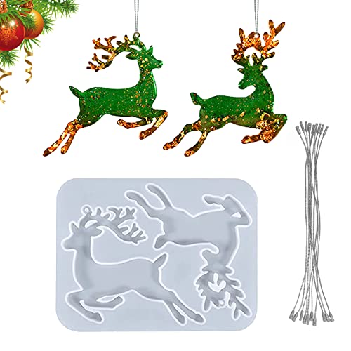 Epoxidharz Formen Weihnachten, Elch Geformte Weihnachten Silikon Formen Weihnachtsharz Anhänger mit 10 Silber Draht Lanyards für Weihnachtsbaum Ornament Dekoration Schlüsselanhänger DIY Geschenk Epoxidharz Formen Weihnachten, Elch Geformte Weihnachten Silikon Formen Weihnachtsharz Anhänger mit 10 Silber Draht Lanyards für Weihnachtsbaum Ornament Dekoration Schlüsselanhänger DIY Geschenk von SwirlColor