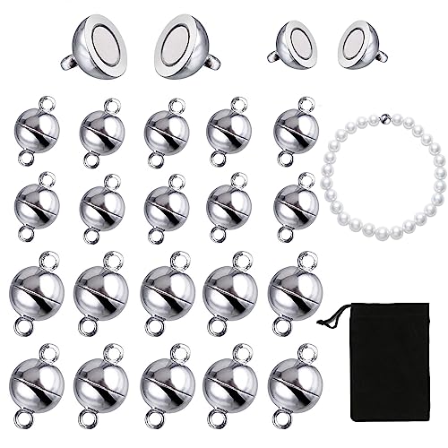 Magnetverschlüsse für Armbänder, 20 Stück 6 mm 8 mm Magnetverschluss für Ketten Silber Rund Magnetische Halskettenverschlüsse Schmuck Magnetverschlüsse für Halsketten Armbänder DIY-Bastelarbeiten von SwirlColor