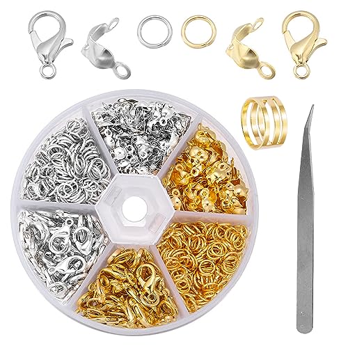 SwirlColor Kettenverschluss, 462 Stück Verschlüsse für Armbänder Set enthält Karabinerverschluss Offnen Biegeringe Perlenspitzen für Schmuck Herstellung -Silber+Gold SwirlColor Kettenverschluss, 462 Stück Verschlüsse für Armbänder Set enthält Karabinerverschluss Offnen Biegeringe Perlenspitzen für Schmuck Herstellung -Silber+Gold von SwirlColor