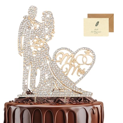 SwirlColor Cake Topper Hochzeit, Funkelnd Mr & Mrs Torten Topper Diamantene Hochzeit Braut und Bräutigam Cake Toppers mit Strass Deko Hochzeit Tortenfiguren für Verlobung Party, mit Karte SwirlColor Cake Topper Hochzeit, Funkelnd Mr & Mrs Torten Topper Diamantene Hochzeit Braut und Bräutigam Cake Toppers mit Strass Deko Hochzeit Tortenfiguren für Verlobung Party, mit Karte von SwirlColor