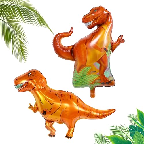 SwirlColor Dino Luftballon, 2pcs 3D Große Folie Tier Ballons Aufblasbare Dinosaurier T-Rex Ballons Dinosaurier Theme Party Dekorationen für Kinder von SwirlColor