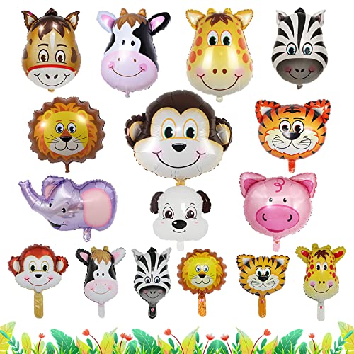 Zoo Luftballons Tier, Helium Ballone Lustige Bunte Aufblasbare Esel-Schwein-Hundelefant-Tiger-Vieh-Löwezebra-AFFE-Kuh-Giraffen-Ballone 16 STK von SwirlColor