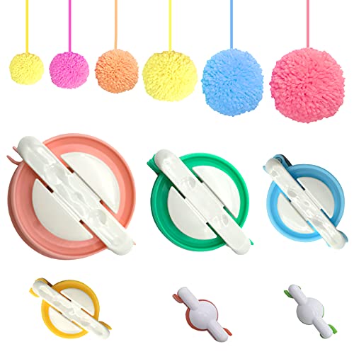 Pompom Maker Set für Erwachsene DIY Wolle Pom Pom Craft Quaste Set Radom Farbe 6PCS (2 cm / 2,5 cm / 3,8 cm / 4,8 cm / 6,8 cm) von SwirlColor