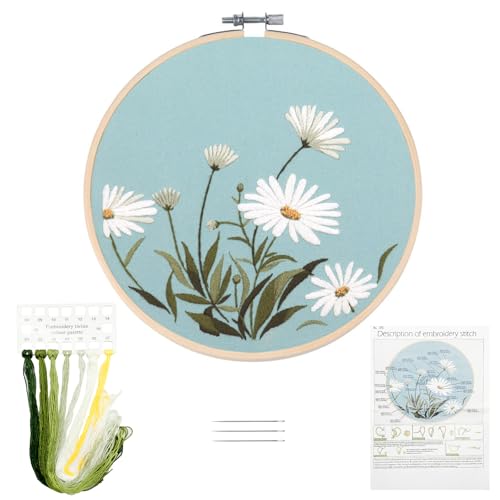 SwirlColor Stickset Erwachsene Daisy Leinen DIY Stickerei mit Muster, Bedienungsanleitung, Faden, Nadel, 1 Reifen SwirlColor Stickset Erwachsene Daisy Leinen DIY Stickerei mit Muster, Bedienungsanleitung, Faden, Nadel, 1 Reifen von SwirlColor