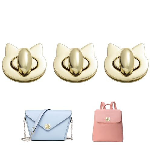 SwirlColor Taschenverschluss Metall Steckschloss für Taschen, 3 Stück Katzenkopfform Modische und Vielseitige Taschenverschlüsse und Verschlüsse Legierungsbeutel Handtaschenzubehör - Golden SwirlColor Taschenverschluss Metall Steckschloss für Taschen, 3 Stück Katzenkopfform Modische und Vielseitige Taschenverschlüsse und Verschlüsse Legierungsbeutel Handtaschenzubehör - Golden von SwirlColor
