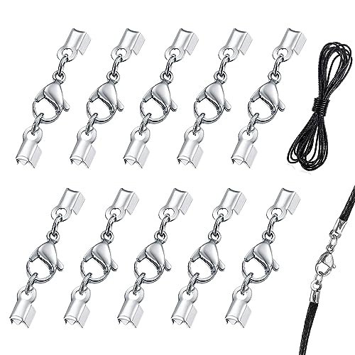 SwirlColor Verschlüsse für Armbänder, 10 Stück Kettenverschluss Silber mit Schnur Enden Kappe, Edelstahl Schmuckverschluss mit 1M Lederschnur für Halskette Armband DIY Handwerk SwirlColor Verschlüsse für Armbänder, 10 Stück Kettenverschluss Silber mit Schnur Enden Kappe, Edelstahl Schmuckverschluss mit 1M Lederschnur für Halskette Armband DIY Handwerk von SwirlColor