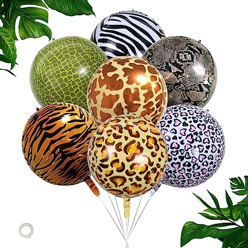 Tier Ballons Helium Pack 22 Zoll Tier Thema Party Ballon Kit Folie 4D Riesen Leopard Ornament 7PCS von SwirlColor