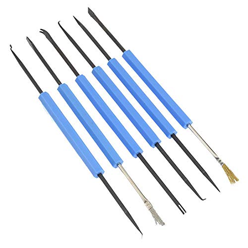 6-teiliges Löthilfe-Set: Pinselschaber, Messer, Haken, Gabel und Spike, doppelseitiges Werkzeug, Leiterplatten, Löten 6-teiliges Löthilfe-Set: Pinselschaber, Messer, Haken, Gabel und Spike, doppelseitiges Werkzeug, Leiterplatten, Löten von Switch Electronics