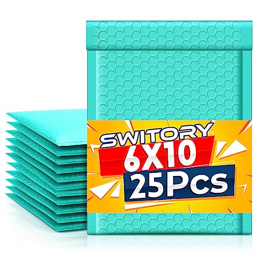 Switory 25pcs 15.2cmx22.9cm Versandtaschen A5, Gepolsterte Umschläge Bubble Lined Poly Mailer Selbstversiegelnde Grün für die Verpackung von Switory
