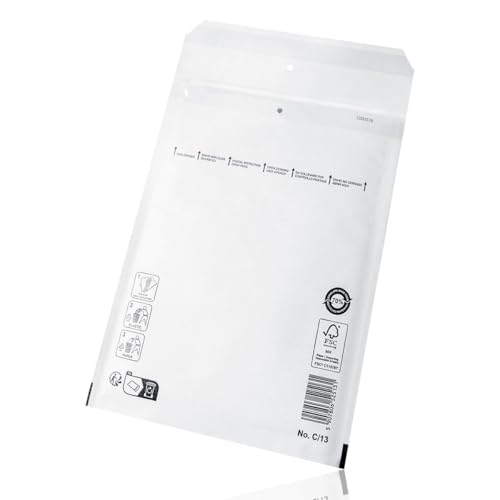 Switory 25stk Luftpolsterumschläge Polsterumschlag Versandtaschen C3(170 x 225 mm) 13/C, Weiß Luftpolstertaschen geeignet für DIN A5 / C6+, Versandverpackung mit Selbstklebeverschluss von Switory