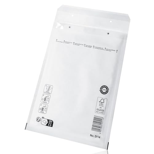 Switory 25stk Luftpolsterumschläge Polsterumschlag Versandtaschen D4(200 x 275 mm) 14/D, Weiß Luftpolstertaschen geeignet für DIN B5 / C5+, Versandverpackung mit Selbstklebeverschluss von Switory
