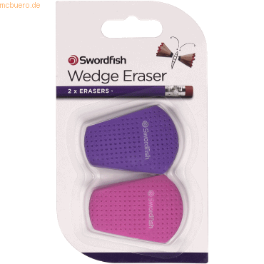 12 x Swordfish Radierer Wedge 46x34mm pink/purple Blister VE=2 Stück von Swordfish