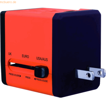 Swordfish Reisestecker VariPlug Doppel-USB universell orange von Swordfish