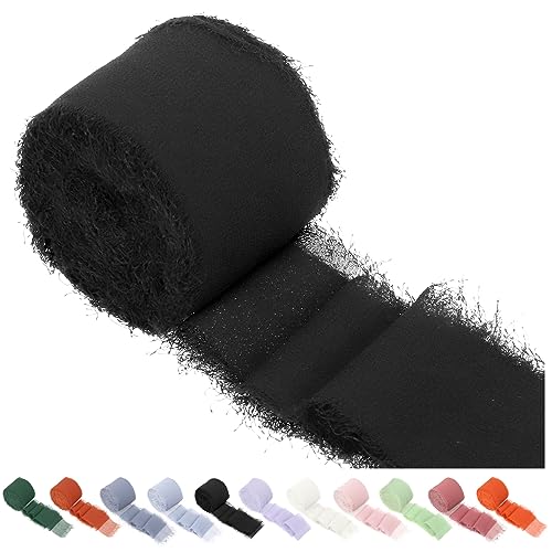 Swpeet 1 Rolle schwarz ca. 1,5 "x 11Yard handgemachte Fransen Chiffon Band, Fransen Stoff Bänder, handgefertigte Sand & nackt Band für Geschenkverpackungen, Handwerk, Dekoration Swpeet 1 Rolle schwarz ca. 1,5 "x 11Yard handgemachte Fransen Chiffon Band, Fransen Stoff Bänder, handgefertigte Sand & nackt Band für Geschenkverpackungen, Handwerk, Dekoration von Swpeet