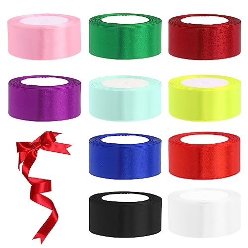 Swpeet 10 Rollen 10 Farben 1-1/2" x 25 Yards Single Faced Polyester Ribbon Fabric Satin Ribbon Assortment Kit, Geschenkpapier Bänder für Geschenkverpackungen, Kunsthandwerk - Gesamtlänge 250 Yards Swpeet 10 Rollen 10 Farben 1-1/2" x 25 Yards Single Faced Polyester Ribbon Fabric Satin Ribbon Assortment Kit, Geschenkpapier Bänder für Geschenkverpackungen, Kunsthandwerk - Gesamtlänge 250 Yards von Swpeet