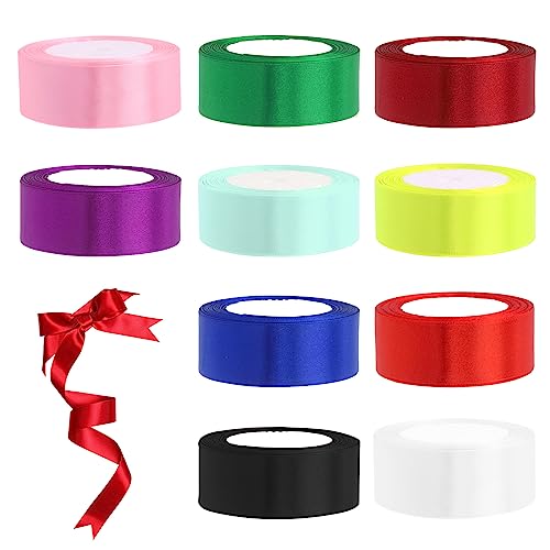 Swpeet 10 Rollen 10 Farben 1" x 25 Yards Single Faced Polyester Ribbon Fabric Satin Ribbon Assortment Kit, Geschenkpapier Bänder für Geschenkverpackungen, Kunsthandwerk- Gesamtlänge 250 Yards Swpeet 10 Rollen 10 Farben 1" x 25 Yards Single Faced Polyester Ribbon Fabric Satin Ribbon Assortment Kit, Geschenkpapier Bänder für Geschenkverpackungen, Kunsthandwerk- Gesamtlänge 250 Yards von Swpeet