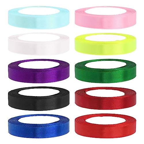 Swpeet 10 Rollen 10 Farben 3/5" x 25 Yards Single Faced Polyester Ribbon Fabric Satin Ribbon Assortment Kit, Geschenkpapier Bänder für Geschenkverpackungen, Kunsthandwerk - Gesamtlänge 250 Yards Swpeet 10 Rollen 10 Farben 3/5" x 25 Yards Single Faced Polyester Ribbon Fabric Satin Ribbon Assortment Kit, Geschenkpapier Bänder für Geschenkverpackungen, Kunsthandwerk - Gesamtlänge 250 Yards von Swpeet