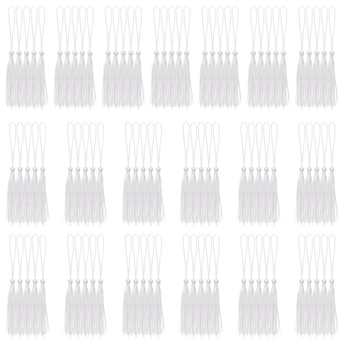 Swpeet 100pcs Weiß 13cm / 5 Zoll seidig handgefertigte weiche Floss kleine Handwerk Tassels Kit, Lesezeichen Tassels mit Cord Loop Mini mit Schleifen für Schmuck Machen DIY Handwerk Dekoration von Swpeet