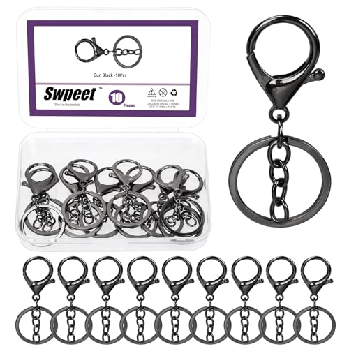 Swpeet 10pcs Glanz Schwarzer Hummer Klaue Verschlüsse mit Schlüsselanhänger und Flach Split Schlüsselanhänger Ring Sortiment Kit, Schwenkverschlüsse Haken Clips Schwenkschnapps Haken Swpeet 10pcs Glanz Schwarzer Hummer Klaue Verschlüsse mit Schlüsselanhänger und Flach Split Schlüsselanhänger Ring Sortiment Kit, Schwenkverschlüsse Haken Clips Schwenkschnapps Haken von Swpeet