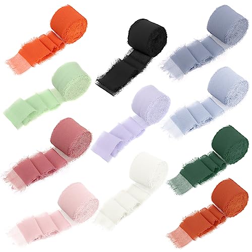 Swpeet 11 Rollen 11 Farben ein Set ca. 1,5 "x 3,3Yard handgemachte Fransen Chiffon Band, insatz 36,3 Yard, Fransen Stoff Bänder, handgemachte Sand, Nude Band für Geschenkverpackungen, Handwerk Swpeet 11 Rollen 11 Farben ein Set ca. 1,5 "x 3,3Yard handgemachte Fransen Chiffon Band, insatz 36,3 Yard, Fransen Stoff Bänder, handgemachte Sand, Nude Band für Geschenkverpackungen, Handwerk von Swpeet