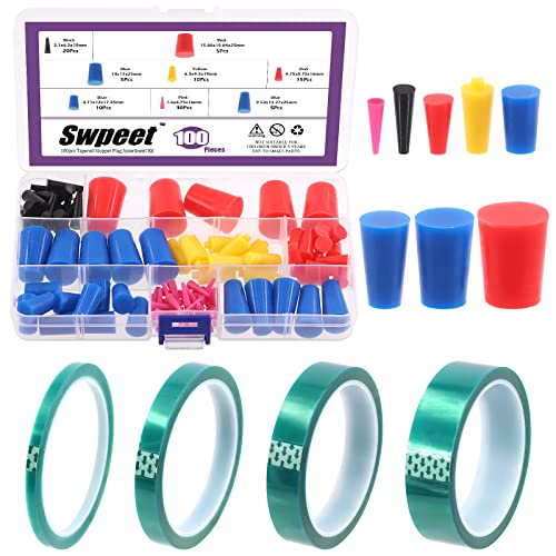 Swpeet 115 Stück, 33 m, 4 Größen, 1/4 Zoll, 1/2 Zoll, 2.2 cm, 2.5 cm, grüne Pulverbeschichtung aus PET-Klebeband mit hoher Temperatur, Silikonkautschuk, Sortiment zum Lackieren, Pulverbeschichtung Swpeet 115 Stück, 33 m, 4 Größen, 1/4 Zoll, 1/2 Zoll, 2.2 cm, 2.5 cm, grüne Pulverbeschichtung aus PET-Klebeband mit hoher Temperatur, Silikonkautschuk, Sortiment zum Lackieren, Pulverbeschichtung von Swpeet