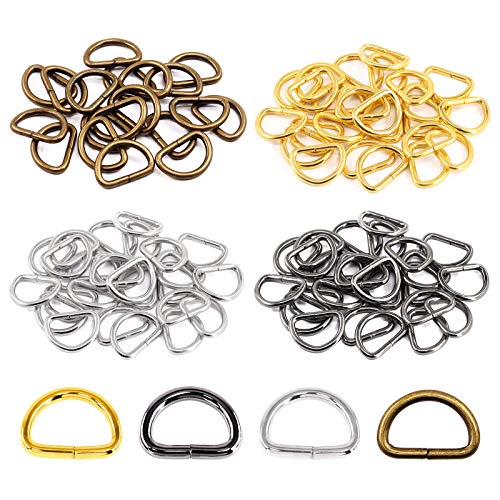 Swpeet 120 Stück 3/4 Zoll – 20 mm 4 Farben Mehrzweck-Metall-D-Ring halbrunder D-Ring für Hardware-Taschen, Ring, Hand-DIY-Zubehör (gemischte Farben, 1,9 cm) von Swpeet