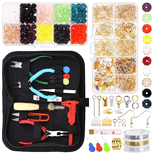 Swpeet 1253Pcs Jewelry Making Supplies Kit mit Schmuck machen Werkzeuge, 3 Farben Schmuck Zange und Schmuck Drähte, 20 Styles Jewelry Findings und 10 Farben Perlen, mit Ahle Pinzette Thimble Ring von Swpeet