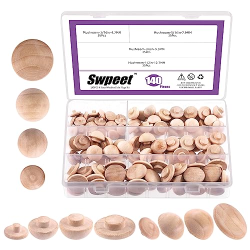 Swpeet 140 Stück ca. 3/16 Zoll, 5/16 Zoll, 3/8 Zoll, 1,27 cm Holzlochstopfen, Knopfstopfen, Hartholz-Lochstopfen, Ahorn-Knopf-Pilz-Stopfen, Bündig-Lochstopfen, Schnapploch Swpeet 140 Stück ca. 3/16 Zoll, 5/16 Zoll, 3/8 Zoll, 1,27 cm Holzlochstopfen, Knopfstopfen, Hartholz-Lochstopfen, Ahorn-Knopf-Pilz-Stopfen, Bündig-Lochstopfen, Schnapploch von Swpeet