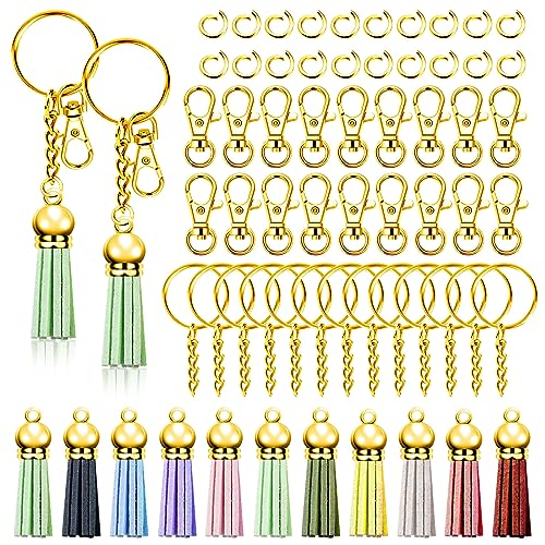 Swpeet 140Pcs Gold Schlüsselanhänger Tassles Kit, Schlüsselanhänger Ringe Bulk, umfassen 35Pcs Schlüsselanhänger Ringe, 35Pcs Schlüsselanhänger Tassles, 35Pcs Hummer Verschlüsse und 35Pcs Jump Ringe Swpeet 140Pcs Gold Schlüsselanhänger Tassles Kit, Schlüsselanhänger Ringe Bulk, umfassen 35Pcs Schlüsselanhänger Ringe, 35Pcs Schlüsselanhänger Tassles, 35Pcs Hummer Verschlüsse und 35Pcs Jump Ringe von Swpeet