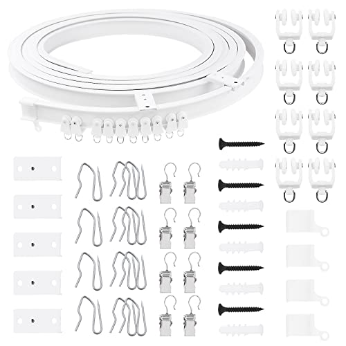 Swpeet 151PCS 5 Meter Decke Gebogene Vorhang Schiene, Mount Soft Windows Gebogene Schiene, Track Rollen, Track Vorhang System, Metall-Gardinenhaken, Metall-Gardinen-Clips, Snap-on-Deckenhalterungen von Swpeet