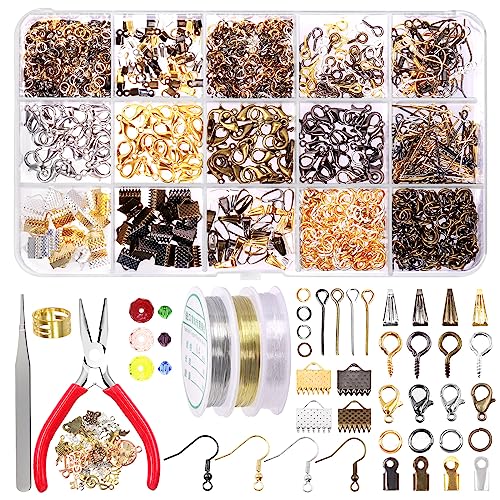 Swpeet 1617Pcs Schmuck machen liefert Kit mit Schmuck machen Werkzeuge, 40 Styles Jewelry Findings, 6 Farben Schmuck Perle und Charms, mit Schmuck Zangen, Schmuck Drähte, Pinzetten und Jump Ring von Swpeet