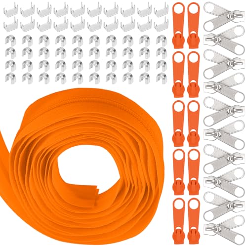 Swpeet 1Roll 10 Yard #5 Orange Nylon Zipper Tape Zipper Strip mit 20Pcs Matched Zipper Sliders Assortment Kit, Ersatz Zipper Roll Endless Zip Set mit Double Single Slider und Zip für Nähen Swpeet 1Roll 10 Yard #5 Orange Nylon Zipper Tape Zipper Strip mit 20Pcs Matched Zipper Sliders Assortment Kit, Ersatz Zipper Roll Endless Zip Set mit Double Single Slider und Zip für Nähen von Swpeet