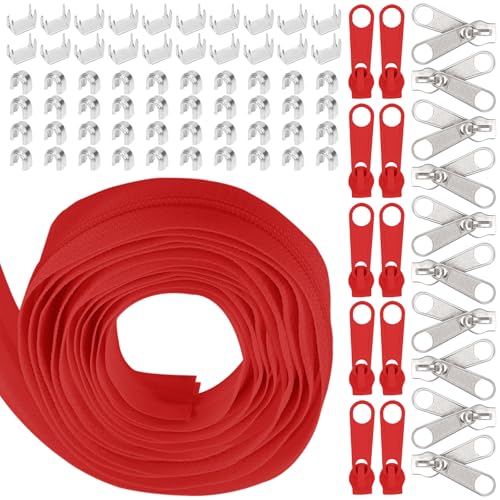 Swpeet 1Roll 10 Yard #5 rot Nylon Zipper Tape Zipper Strip mit 20Pcs Matched Zipper Sliders Assortment Kit, Ersatz Zipper Roll Endless Zip Set mit Double Single Slider und Zip für Nähen Swpeet 1Roll 10 Yard #5 rot Nylon Zipper Tape Zipper Strip mit 20Pcs Matched Zipper Sliders Assortment Kit, Ersatz Zipper Roll Endless Zip Set mit Double Single Slider und Zip für Nähen von Swpeet
