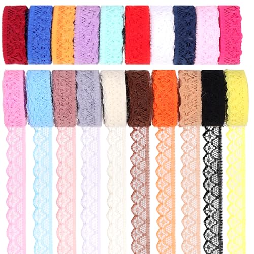 Swpeet 20 Rollen in Gesamt 200 Yards 1.5cm×10 Yards Bunte Spitze Band Blumenmuster Stoff Spitze Band, Vintage Schnürung Trim Bänder, Crafting Schnürung zum Dekorieren, Geschenkverpackung, Hochzeit Swpeet 20 Rollen in Gesamt 200 Yards 1.5cm×10 Yards Bunte Spitze Band Blumenmuster Stoff Spitze Band, Vintage Schnürung Trim Bänder, Crafting Schnürung zum Dekorieren, Geschenkverpackung, Hochzeit von Swpeet