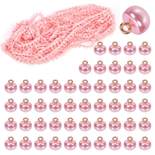 Swpeet 20 Yard Rosa Braid Trim mit elastischer Knopfschlaufe mit 50Pcs Pearl Buttons Kit, elastische Knopfschlaufe Stretch Band, Braid Trim Verzierung Elastische Schnur mit Knopfloch für Kostüm Swpeet 20 Yard Rosa Braid Trim mit elastischer Knopfschlaufe mit 50Pcs Pearl Buttons Kit, elastische Knopfschlaufe Stretch Band, Braid Trim Verzierung Elastische Schnur mit Knopfloch für Kostüm von Swpeet