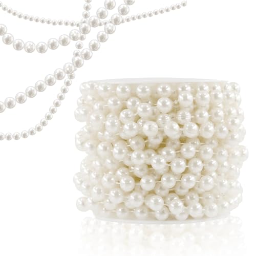 Swpeet 20 m weiße Perlenschnur, 10 mm Girlande, Perlenrolle, Perlenkette, ideal für Blumen, Girlande, Hochzeit, Party, Dekoration, Brautstrauß und Kronleuchter, DIY Swpeet 20 m weiße Perlenschnur, 10 mm Girlande, Perlenrolle, Perlenkette, ideal für Blumen, Girlande, Hochzeit, Party, Dekoration, Brautstrauß und Kronleuchter, DIY von Swpeet