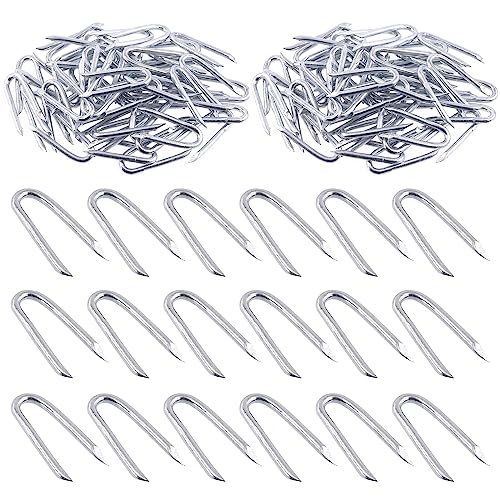 Swpeet 200 Stück 1,9 cm – 0,4 cm × 3,5 cm Stahldraht-Heftklammern, Beton-Metalldraht, Zaun Klammernägel, U-förmige Nägel für Zäune, Drahtgeflecht und gewebte Zäune von Swpeet