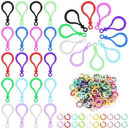 Swpeet 200pcs 10 Farben Kunststoff Hummer Claw Verschlüsse mit Mischfarben Open Jump Ringe Sortiment Kit, Hummer Claw Schlüsselanhänger Clips Claw Snap Clip Haken für DIY Handwerk Schlüsselanhänger Swpeet 200pcs 10 Farben Kunststoff Hummer Claw Verschlüsse mit Mischfarben Open Jump Ringe Sortiment Kit, Hummer Claw Schlüsselanhänger Clips Claw Snap Clip Haken für DIY Handwerk Schlüsselanhänger von Swpeet
