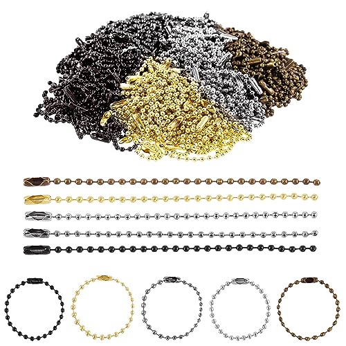 Swpeet 250Pcs 4 Farben Silber überzogenes Metall 2.4mm×100mm Dog Tag Kette Kugelkette Halskette Bulk, Bead Connector Verschluss für Schmuck Herstellung DIY Handwerk mit Schwarz Hellschwarz Silber von Swpeet