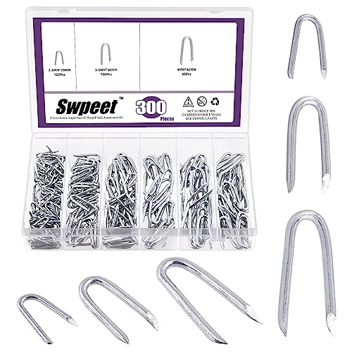 Swpeet 300 Stück 1,9 cm, 1,9 cm, 1,6 cm, 1,9 cm Stahldraht-Heftklammern, Stahlzaun-Heftklammern, Sortimentskit, Beton, Metalldraht, Zaun Klammernägel, U-förmige Nägel für Zäune, Drahtgeflecht und Swpeet 300 Stück 1,9 cm, 1,9 cm, 1,6 cm, 1,9 cm Stahldraht-Heftklammern, Stahlzaun-Heftklammern, Sortimentskit, Beton, Metalldraht, Zaun Klammernägel, U-förmige Nägel für Zäune, Drahtgeflecht und von Swpeet